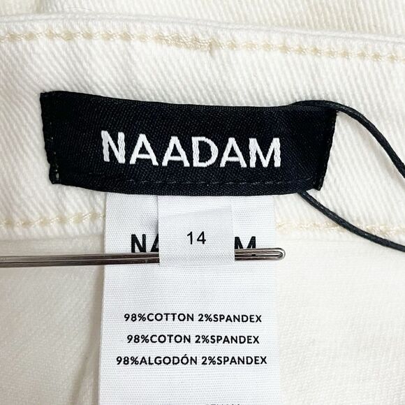 NWT NAADAM Soft Denim Wide Leg Jeans Size 14 Milk White High Rise Stretch Twill - Picture 13 of 16
